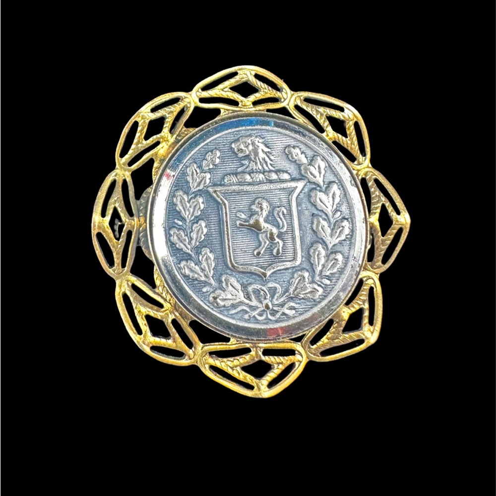 Vintage Freirich Heraldic Two Tone Brooch